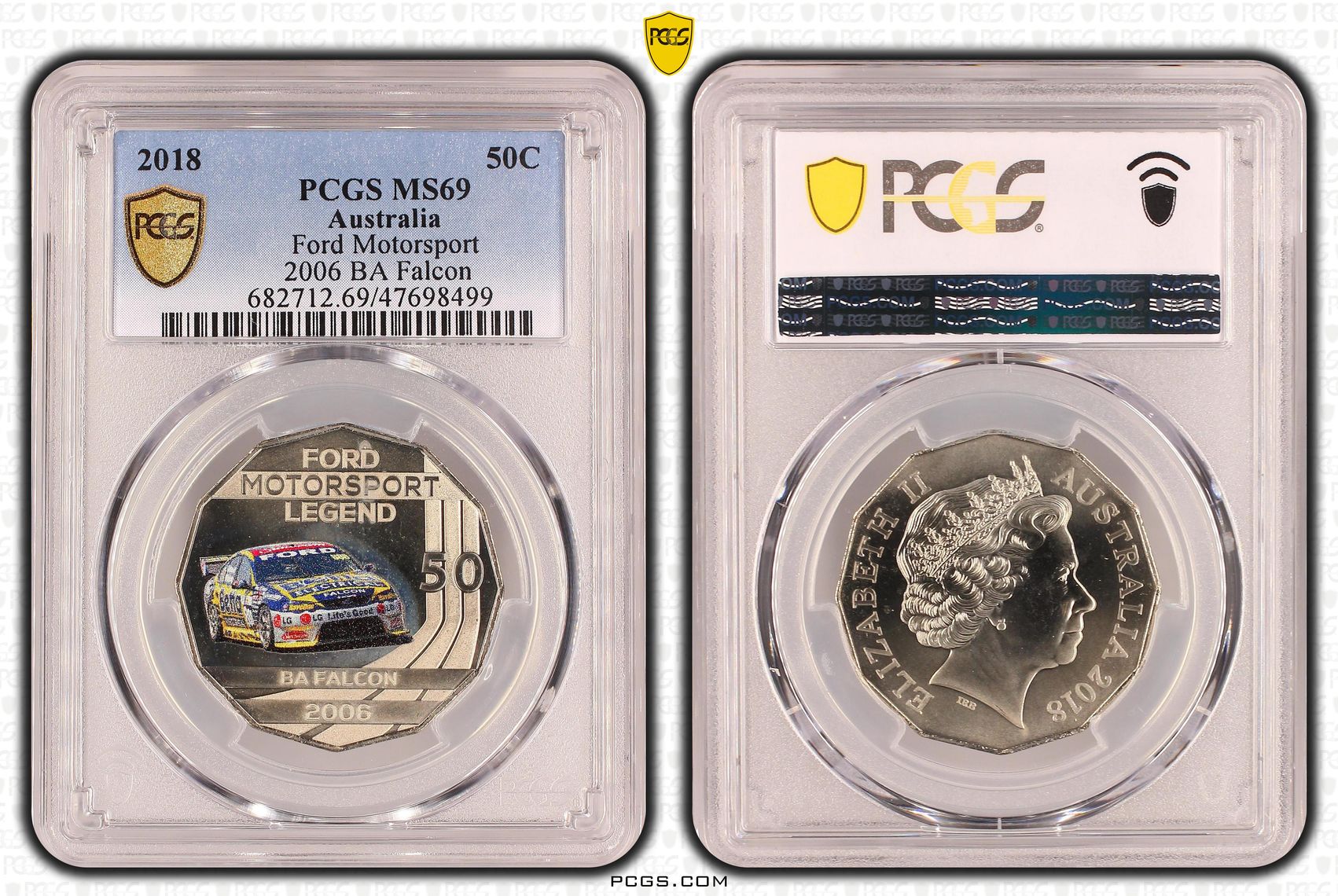 Elizabeth II, Ford Motorsport - 2006 BA Falcon, Fifty Cent, 2018, PCGS MS69