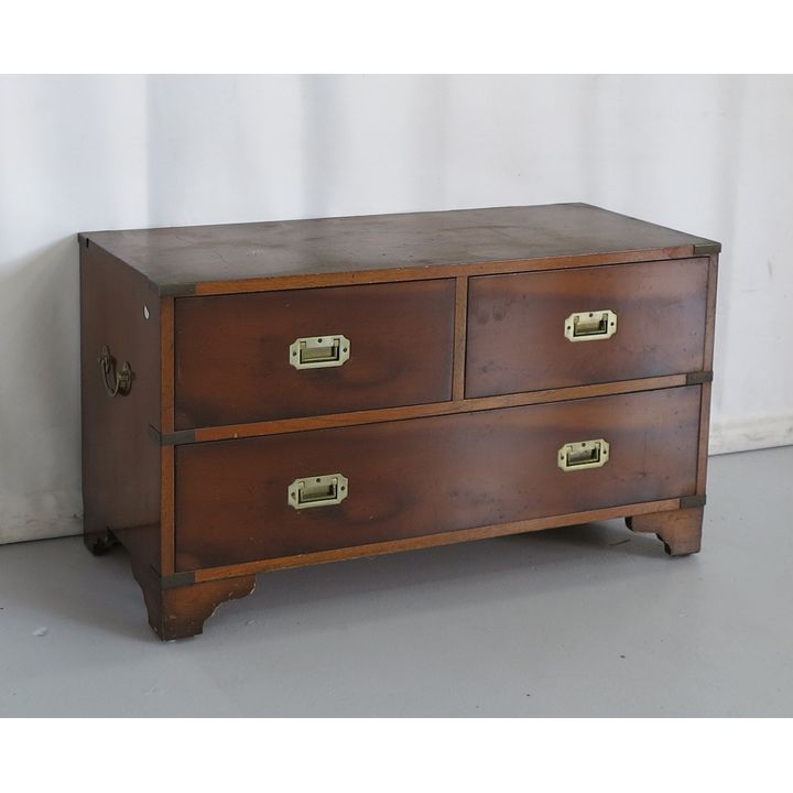 MILITARY STYLE LOW CHEST OF DRAWERS