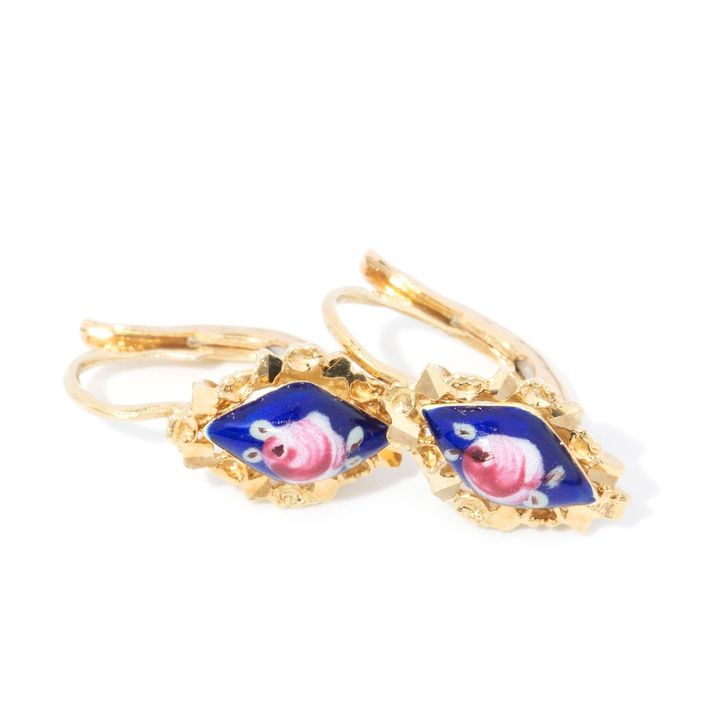 18ct Enamelled Earrings