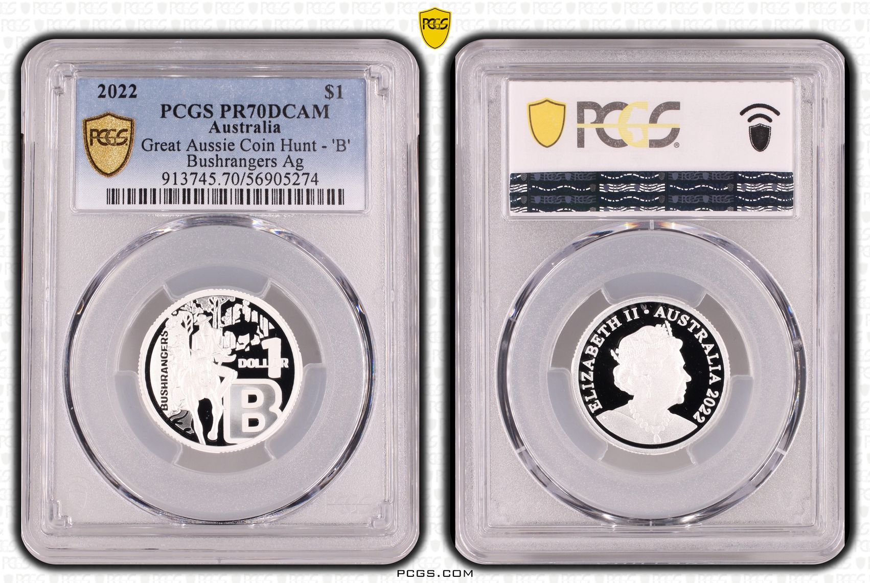 Great Aussie Coin Hunt - 'B', POP 3/0, One Dollar, 2022, PCGS PR70DCAM