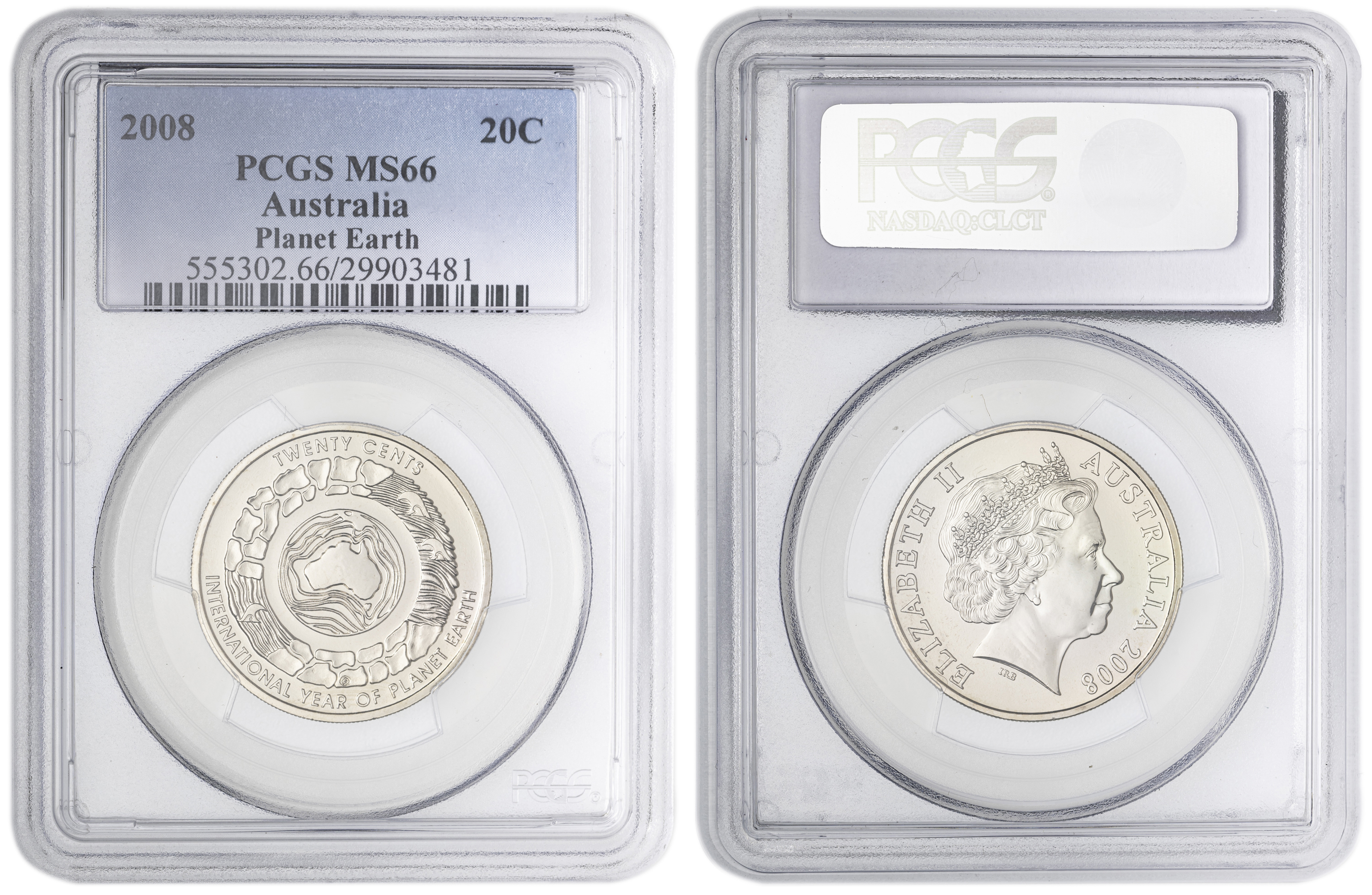 Planet Earth , Twenty Cent, 2008, PCGS MS66