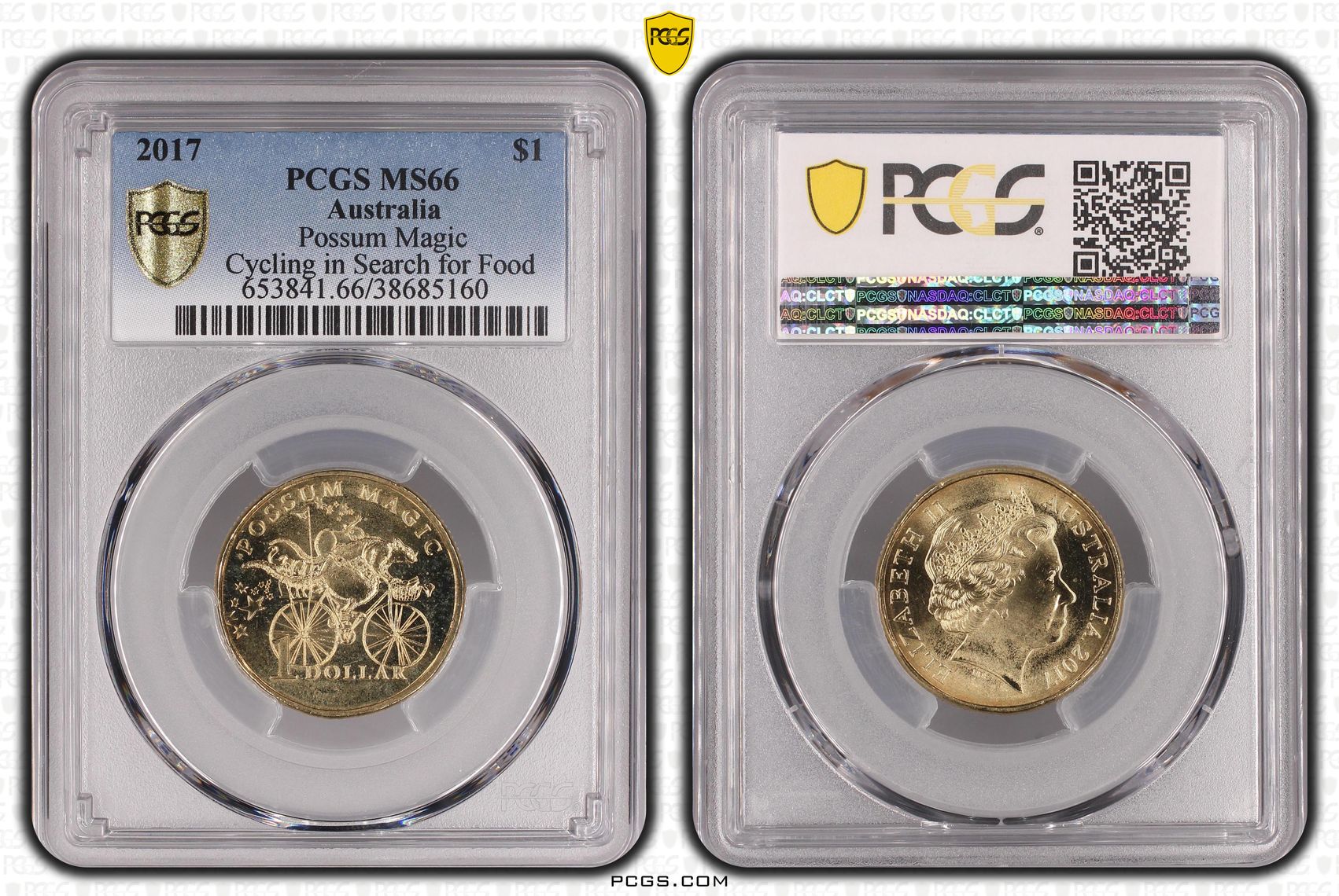 Possum Magic - Cycling in Search for Food, One Dollar, 2017, PCGS MS66