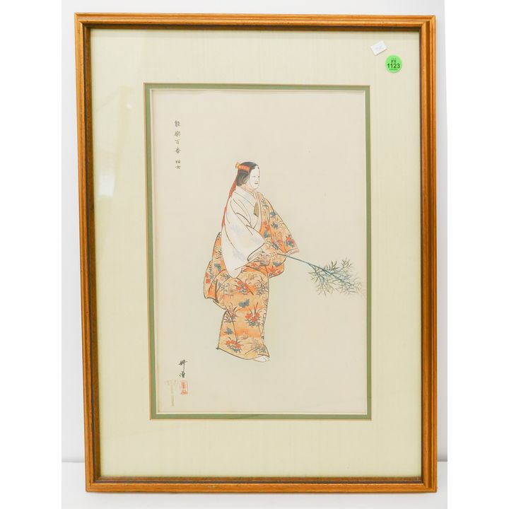 Tsukioka Kogyo 'Han-Jo' Japanese Woodblock Print Framed- 21x16''