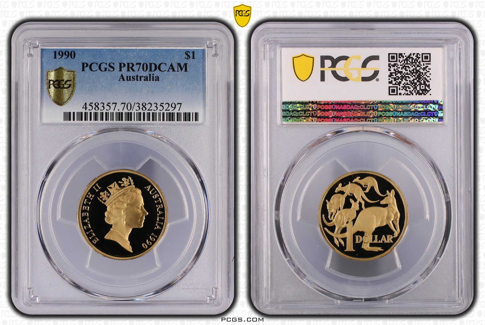 350 · 1990 Australia One Dollar, $1 PCGS - PR70DCAM POP 24/0 -297