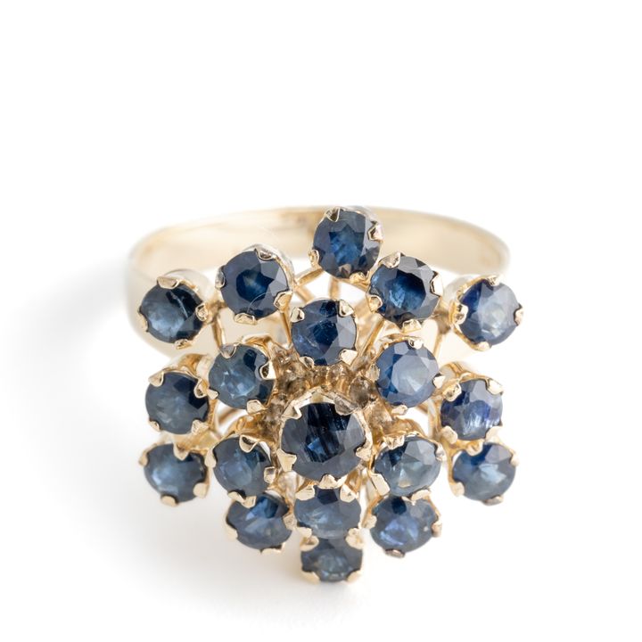 Blue Sapphire 9ct Gold Cluster Ring