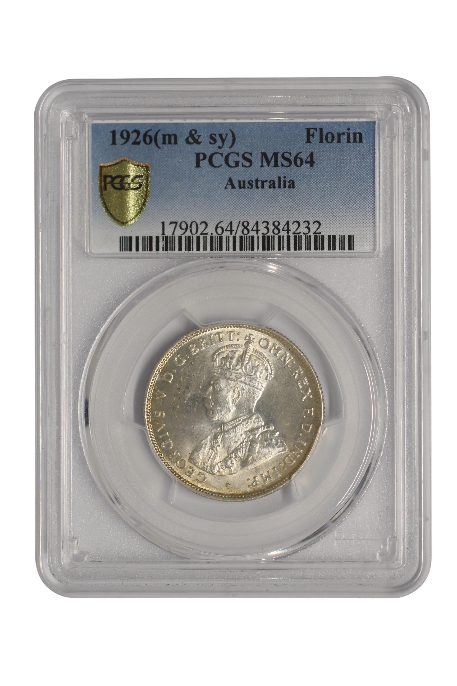 George V, Florin, 1926, MS 64