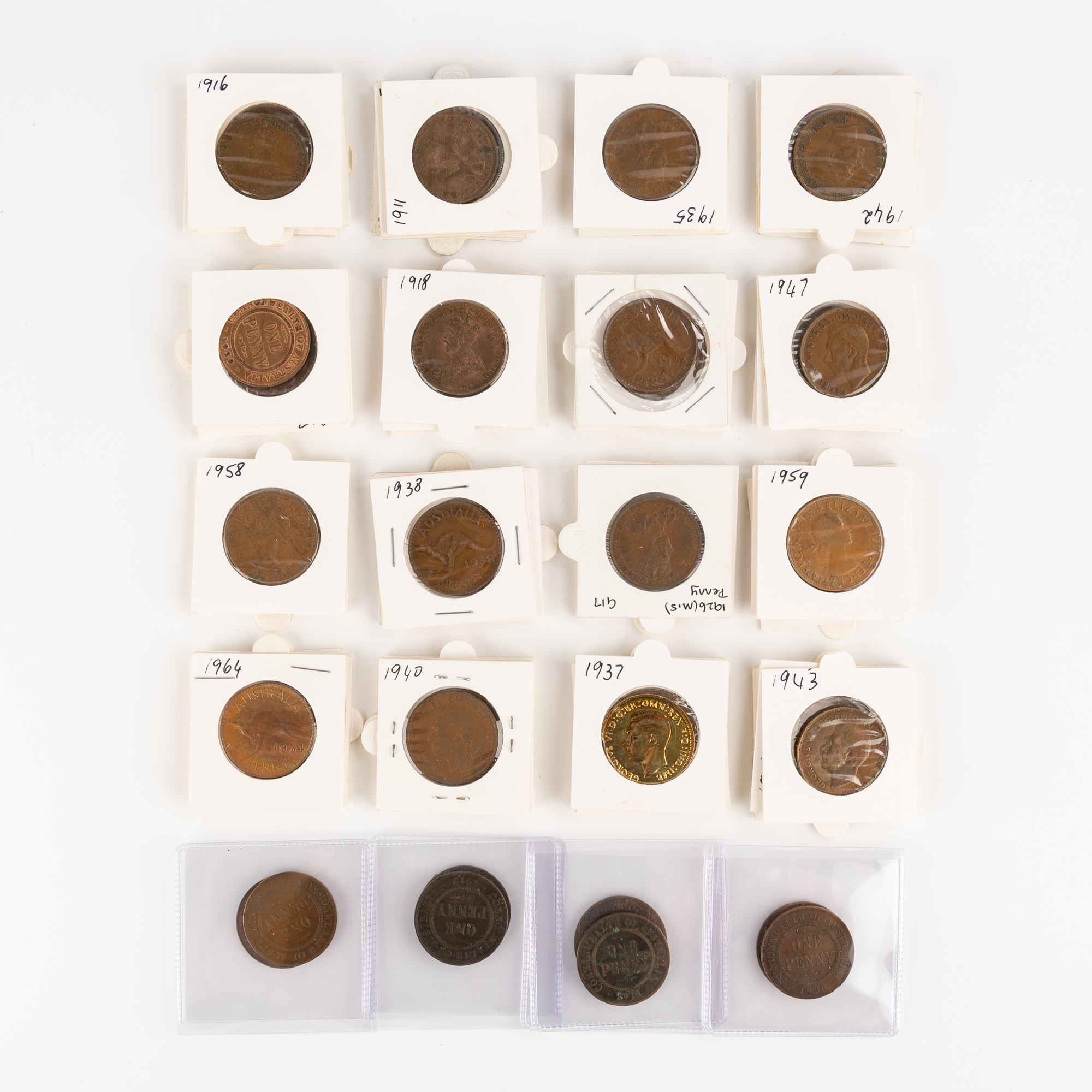 George V - Elizabeth II, Penny, 1911 - 1964, Poor - aUNC