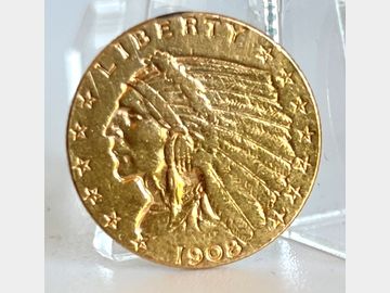 1908 USA INDIAN HEAD GOLD 2.5 DOLLAR (Ex-Mount)