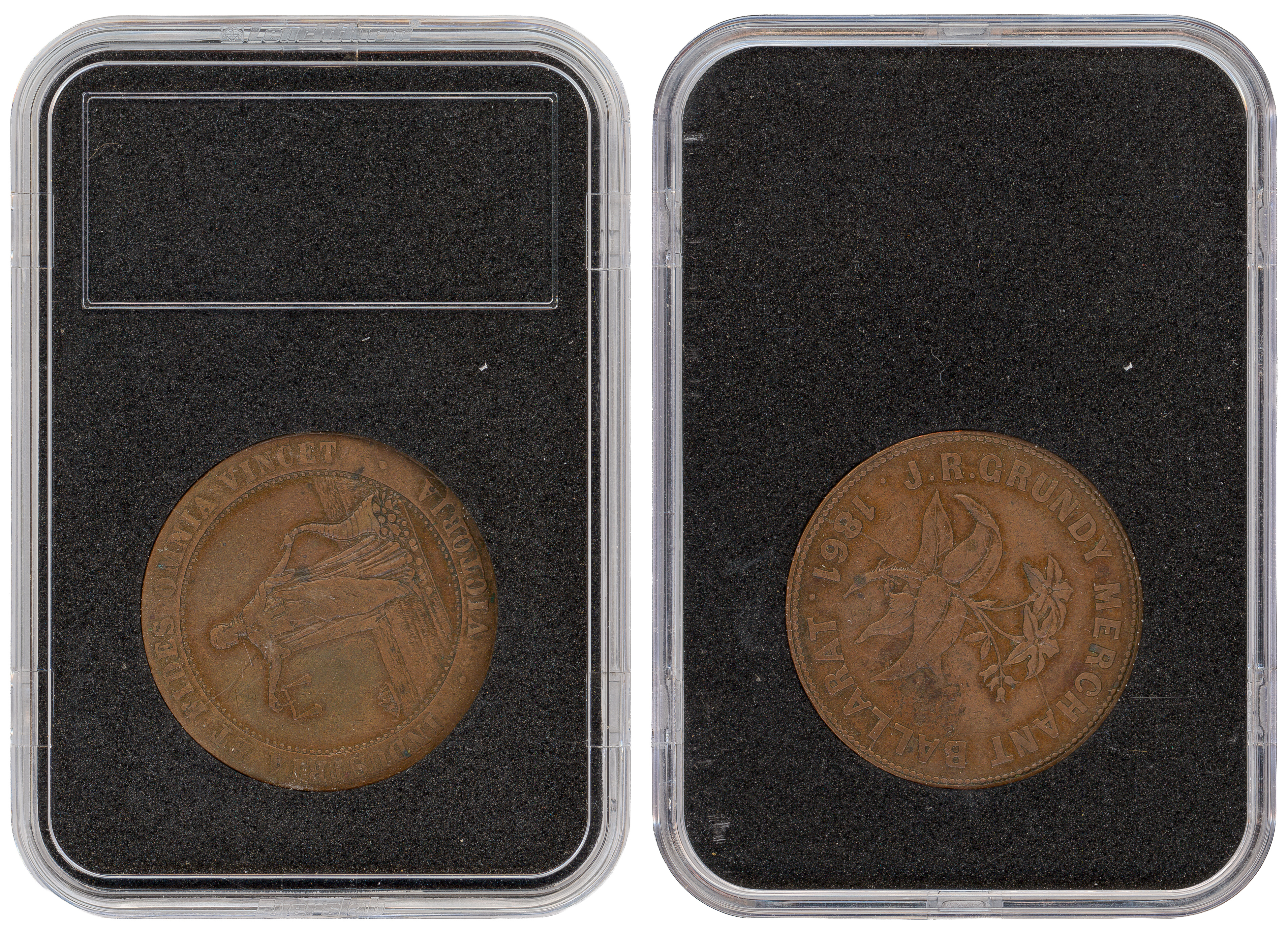 A.89 - Grundy, J.R, Ballarat, Victoria, Penny, 1861, gF