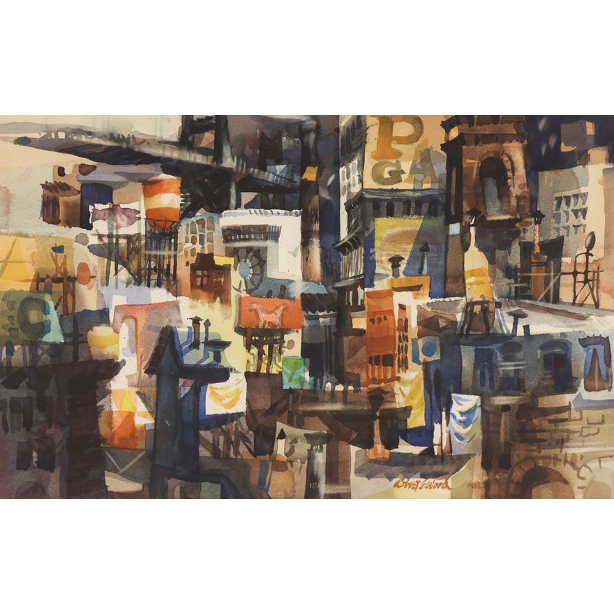 Robert Earle Wood ''Cityscape'' 1962 Watercolor
