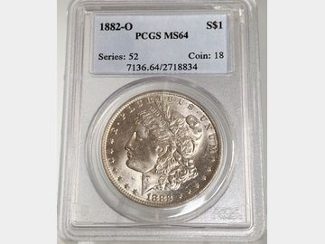 1882 USA 'New Orleans Mint' Morgan Silver Dollar PCGS MS64