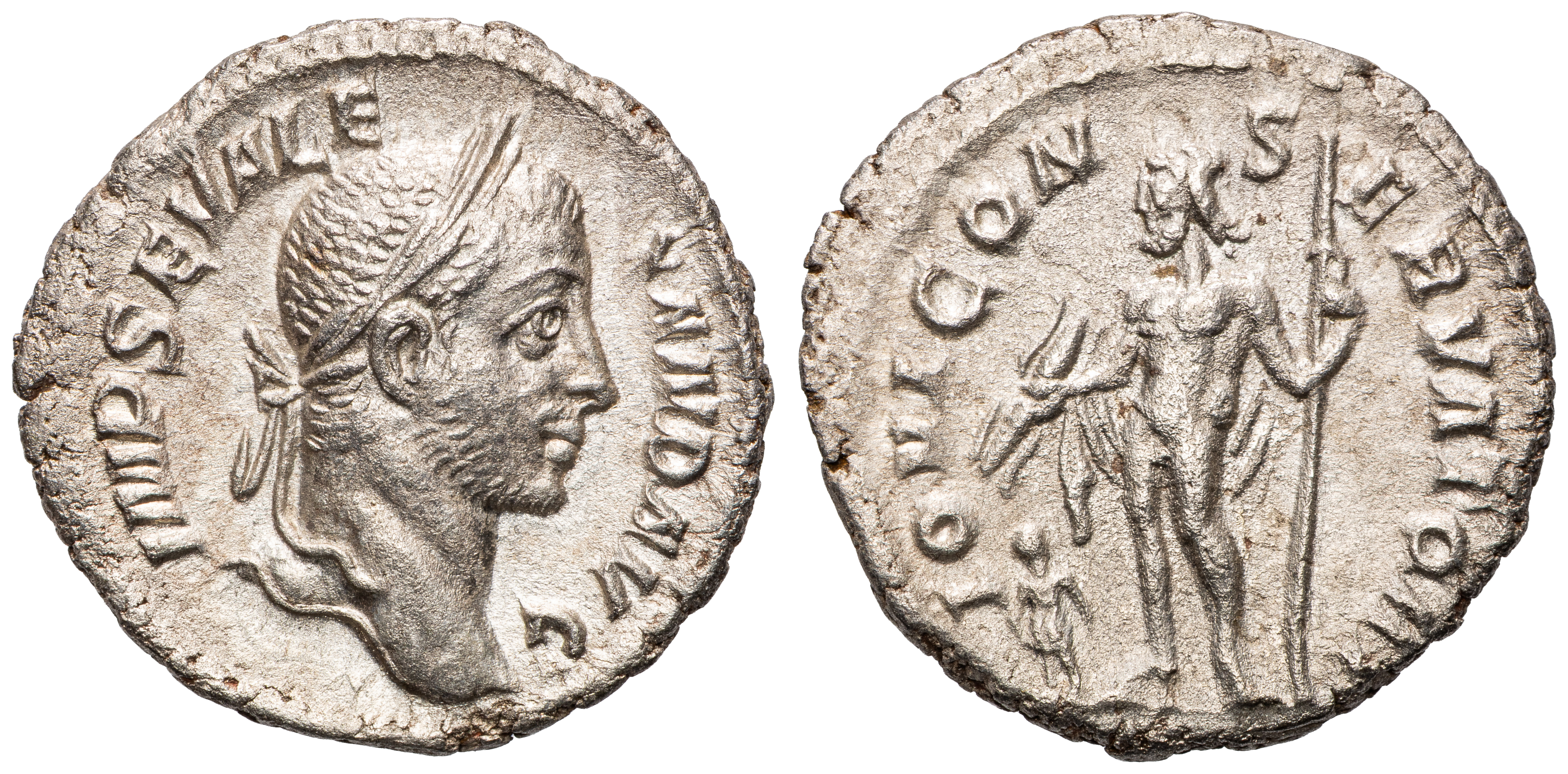 Severus Alexander, Ar Denarius, 231 Ad, Gef - Aunc