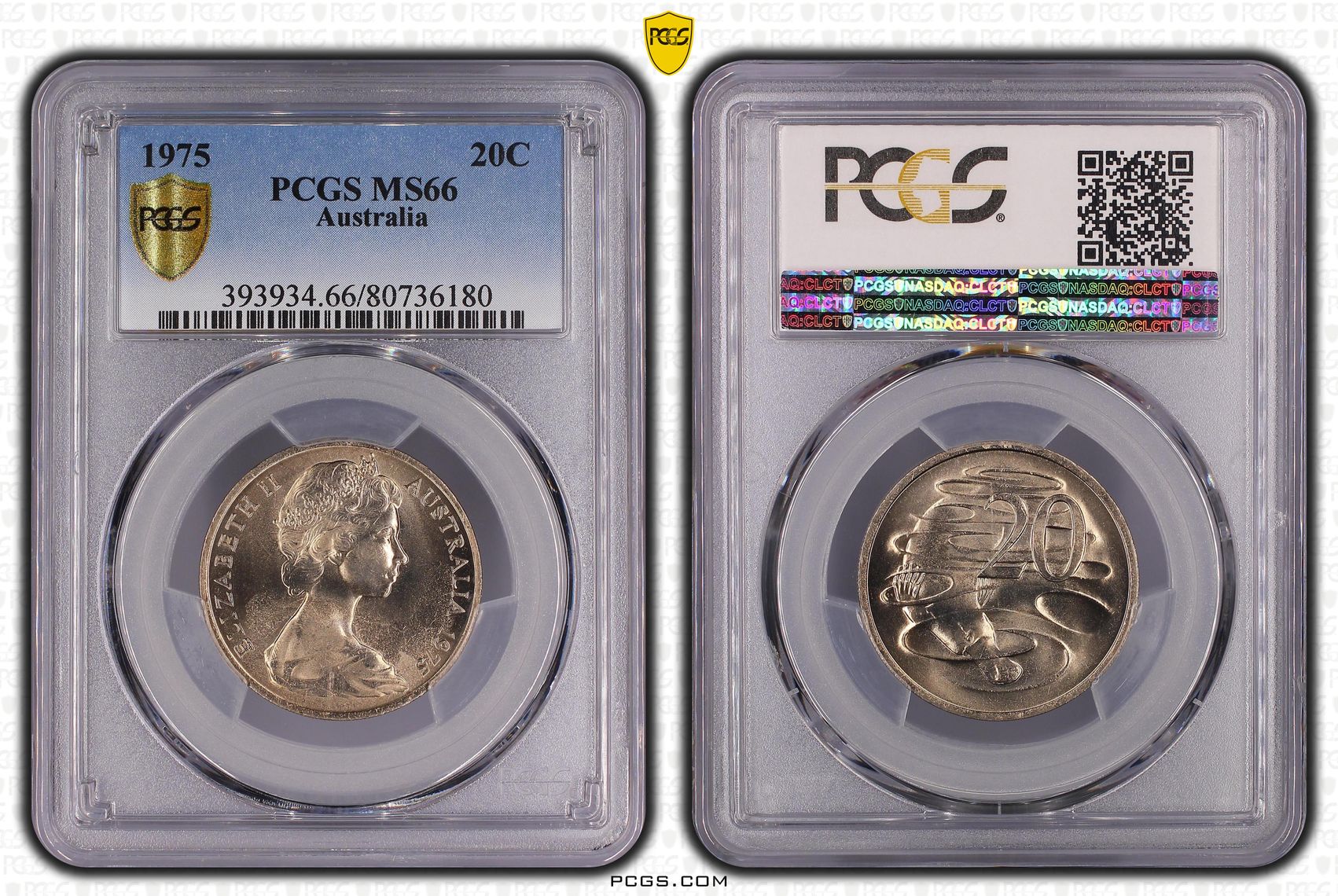 Elizabeth II, Twenty Cent, 1975, PCGS MS66