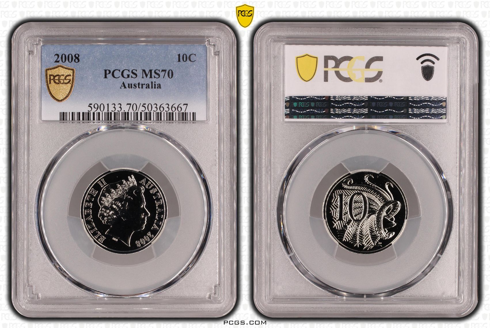 Ten Cent, 2008, PCGS MS70