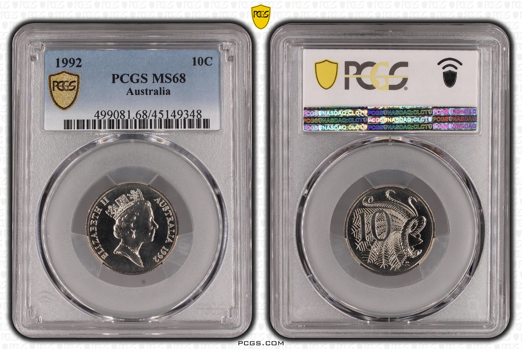 1992 Australia Ten Cent, 10c PCGS - MS68 POP 4/0 -348