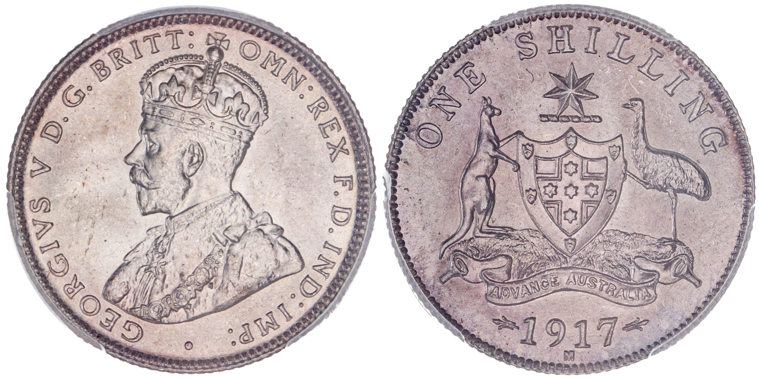 George V, Shilling, 1917-M, PCGS MS64