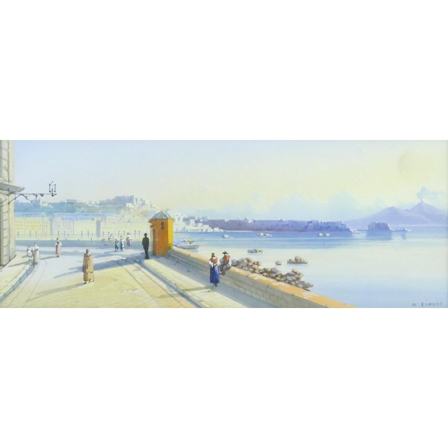 Girolamo Gianni (Italian) ''View of Naples'' Gouache