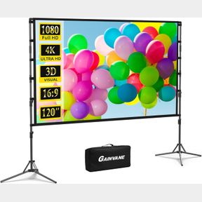 PROJECTOR SCREEN AND STAND,GAINVANE 120 INCH PORTABLE PROJECTOR SCREEN INDOOR OUTDOOR PROJECTION SCREEN 16:9 4K HD WRINKLE-FREE LI