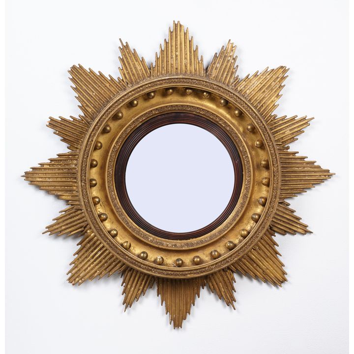 Regency period circular gilded mirror with starburst