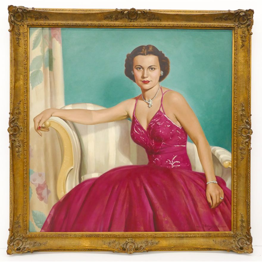 James Anthony Wills (b.1912 Texas) Portrait of a Lady Oil on Masonite.