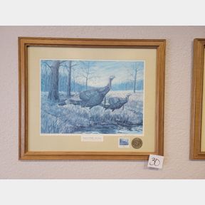 68/1000 Ltd Edition Ks Wildlife Series "Cautious Kansas Gobblers"