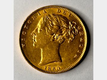 1860 VICTORIA 'LARGE 0' SHIELD GOLD SOVEREIGN