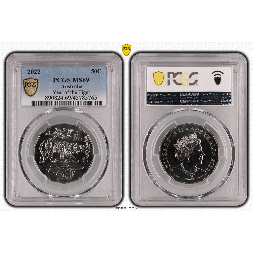 Year of the Tiger, Fifty Cent, 2022 POP Report 24/0, PCGS MS 69