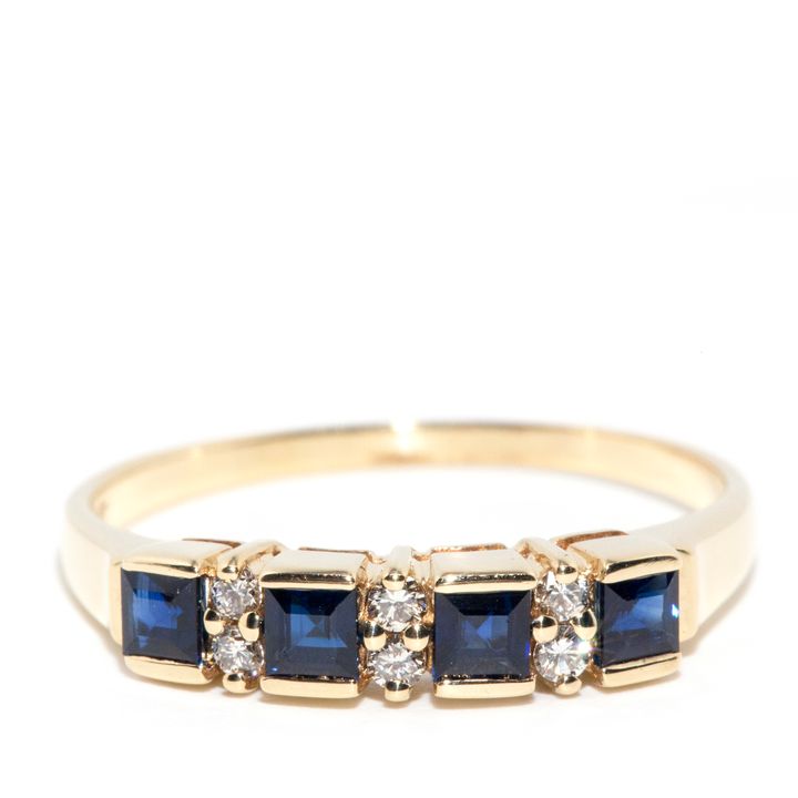 Vintage Sapphire & Diamond 9ct Yellow Gold Ring,