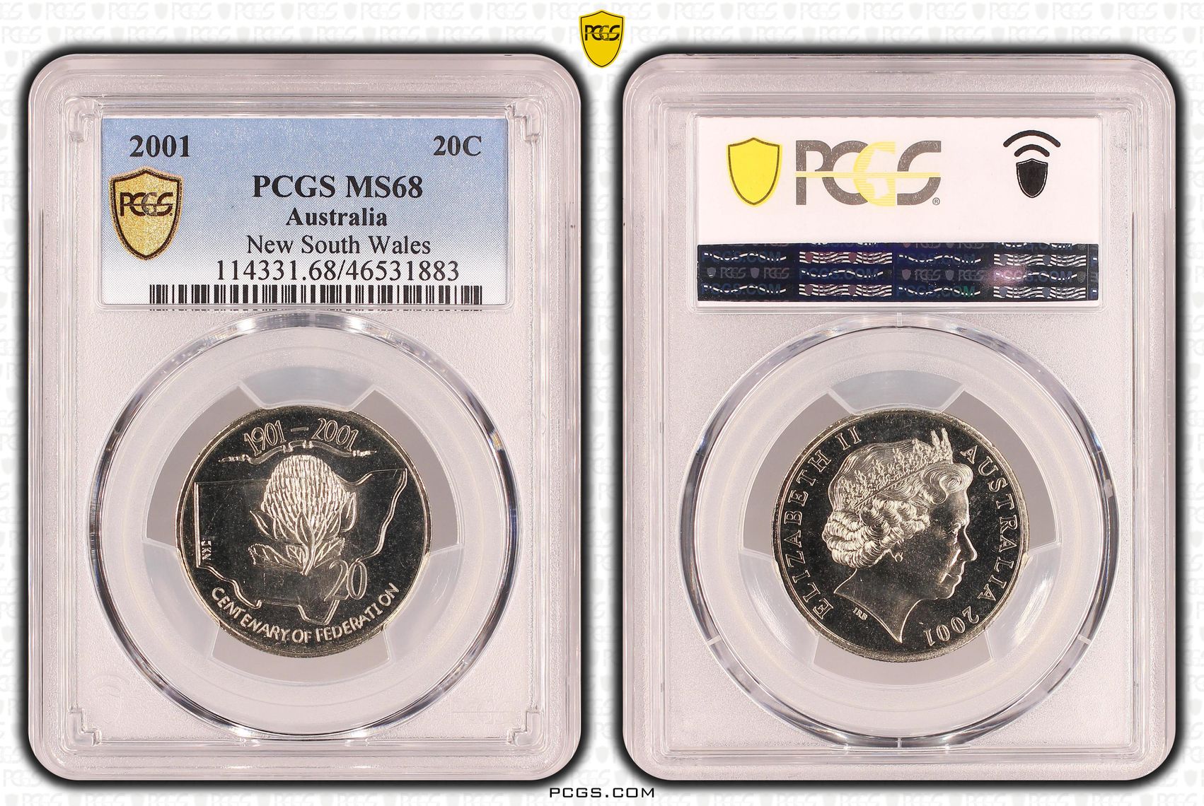 New South Wales, Twenty Cent, 2001, PCGS MS68