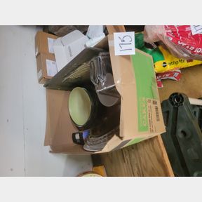 Large box of baking pans, bowls and pie plates