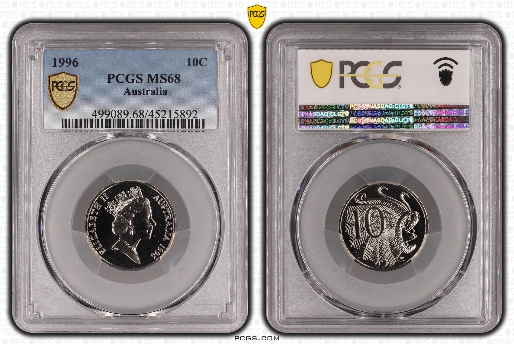 1996 Australia Ten Cent, 10c PCGS - MS68 -892