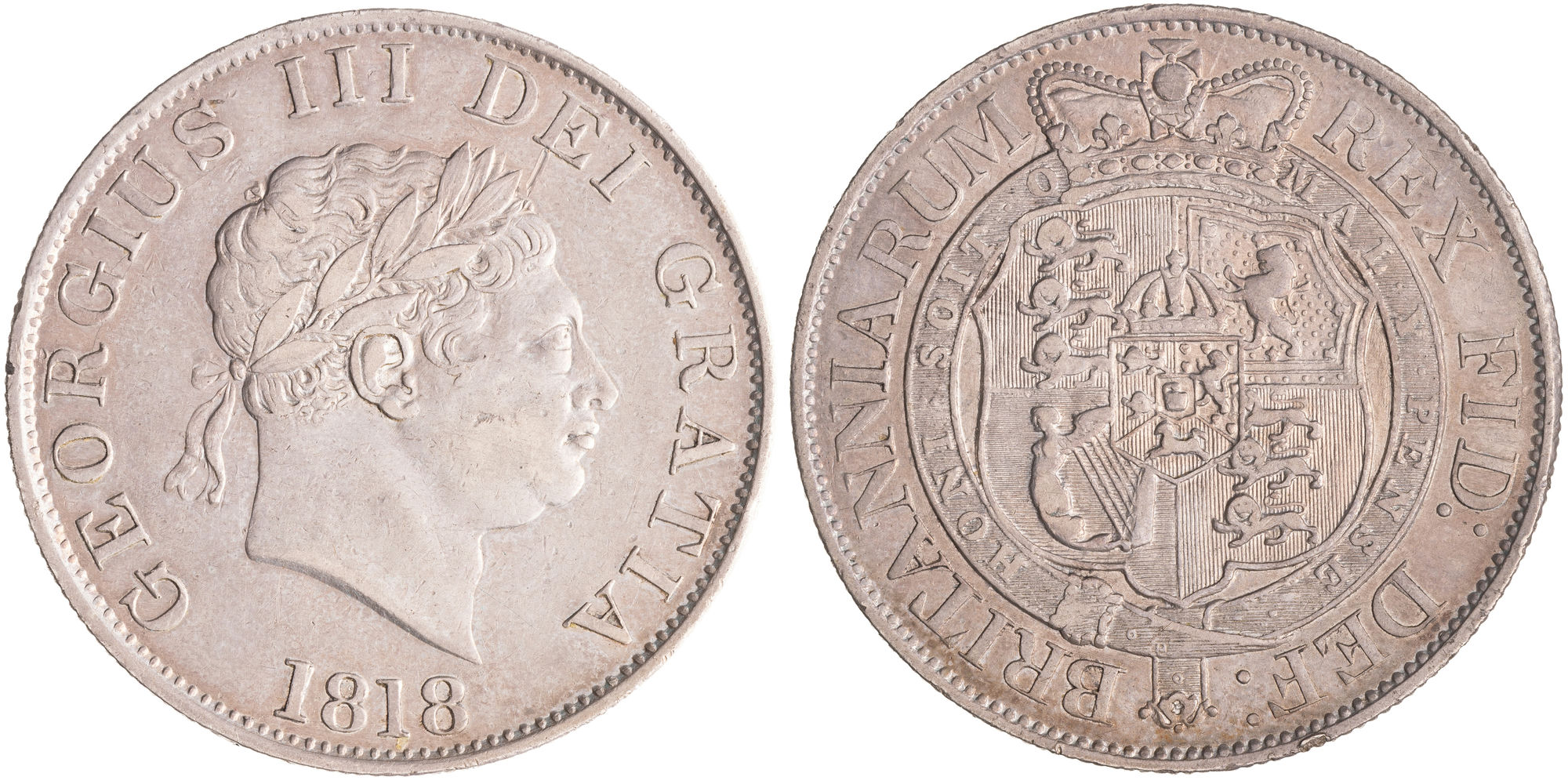 Great Britain, George III, Small Head, Halfcrown, 1818, EF