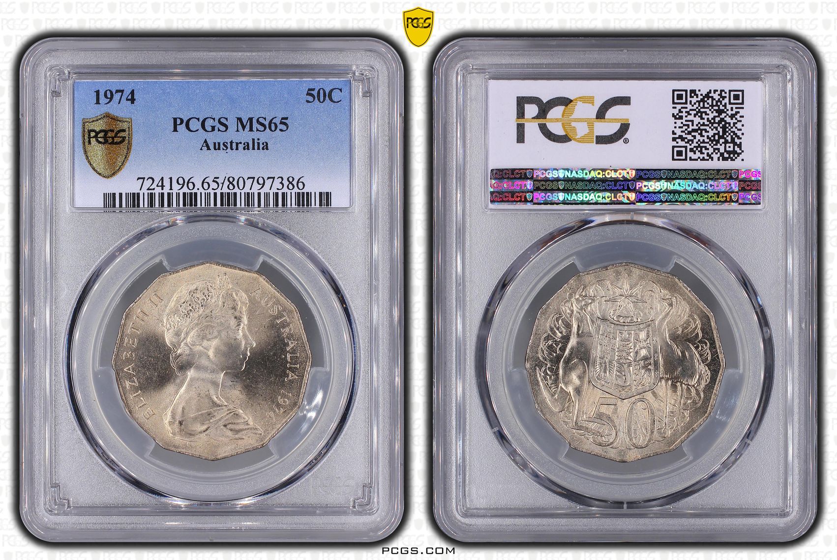 Elizabeth II, Fifty Cent, 1974, PCGS MS65