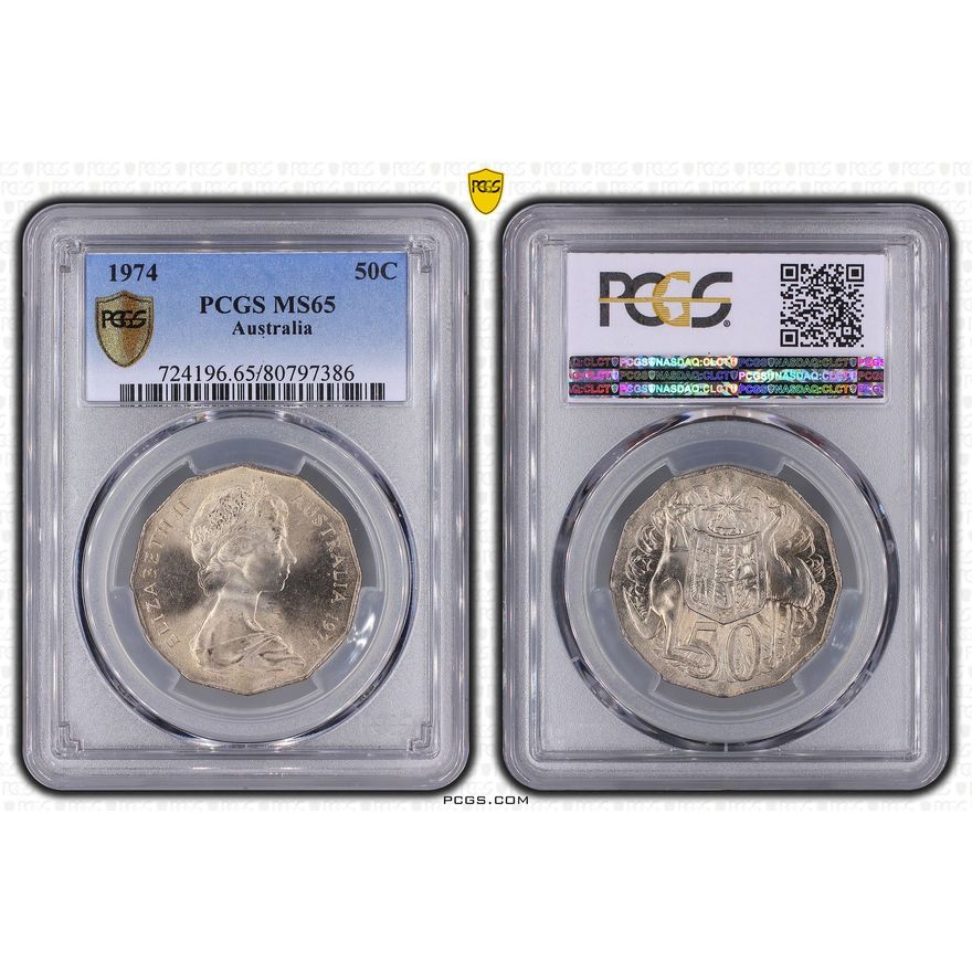 Elizabeth II, Fifty Cent, 1974, PCGS MS65
