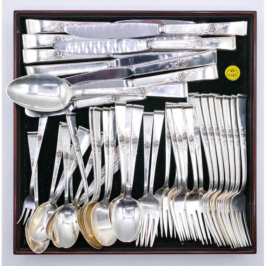 44pc Reed & Barton Classic Rose Sterling Flatware Service for 8