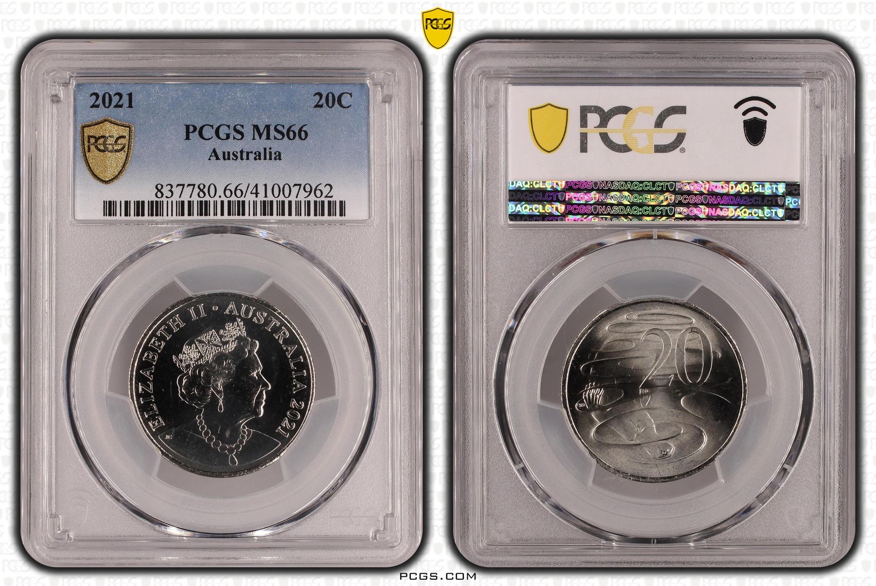 Elizabeth II, Twenty Cent, 2021, PCGS MS66