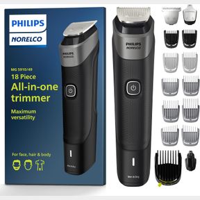 PHILIPS NORELCO MULTIGROOM SERIES 5000 18 PIECE, BEARD FACE, HAIR, BODY AND INTIMATE HAIR TRIMMER FOR MEN - NO BLADE OIL MG5910/49