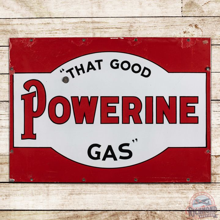Powerine "That Good Gas" Double Sided Porcelain Sign