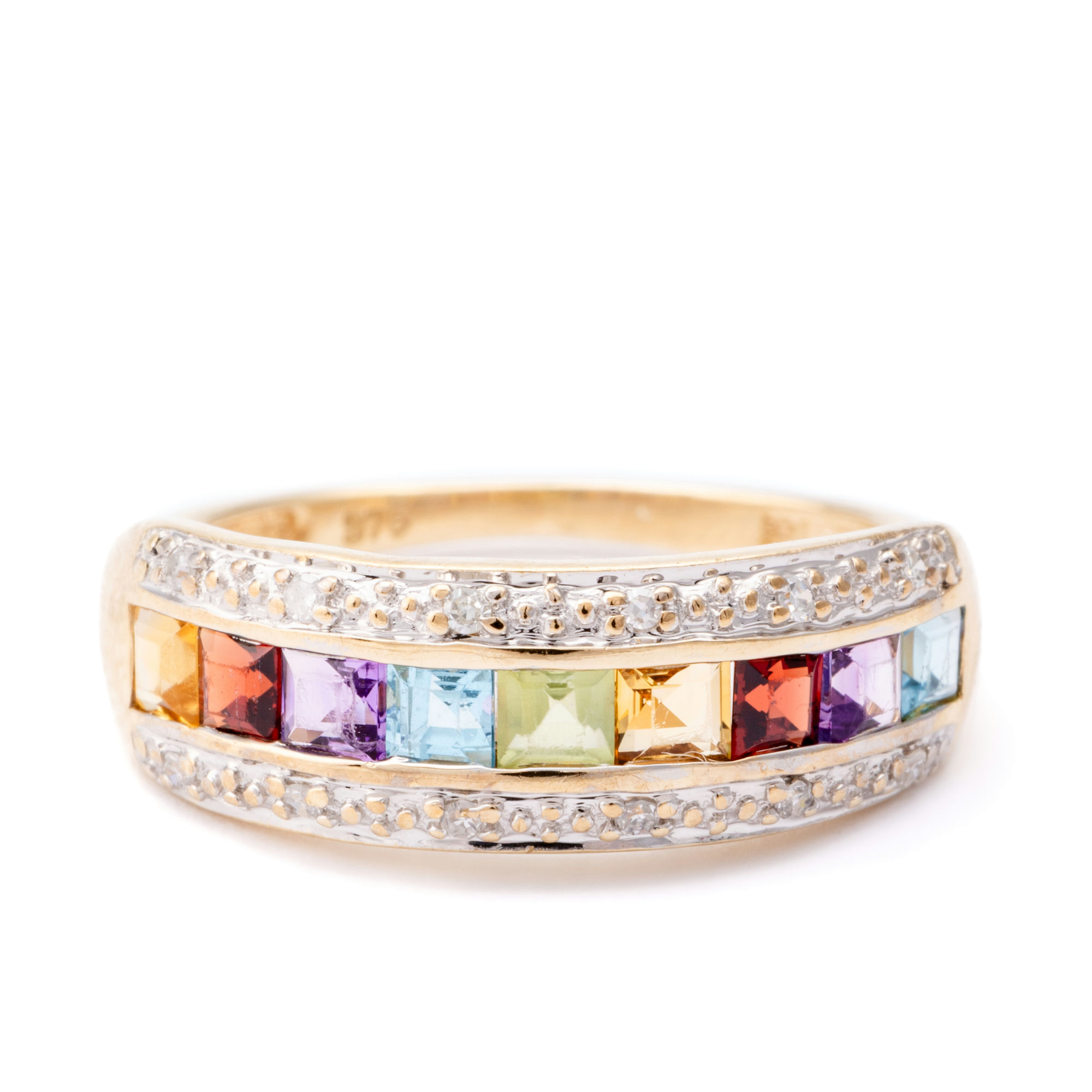 Multi Gem & Diamond Ring 9ct Gold,