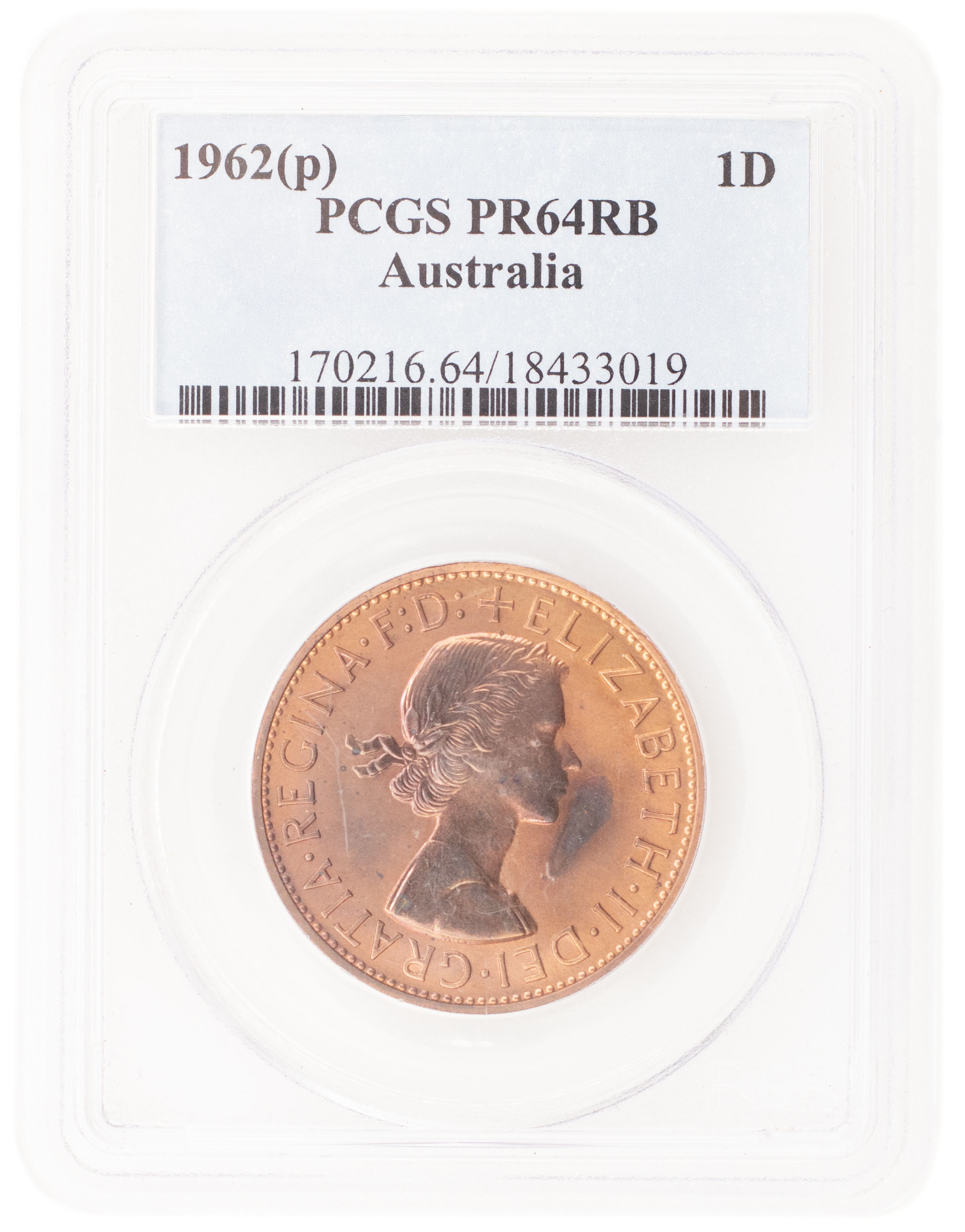 Elizabeth II, Penny, 1962, PCGS PR 64RB