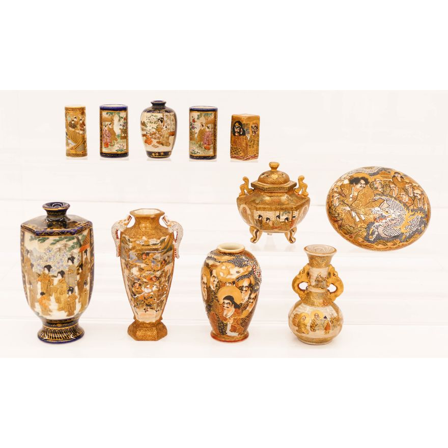 11pc Japanese Meiji Satsuma Miniatures 2'' to 5''