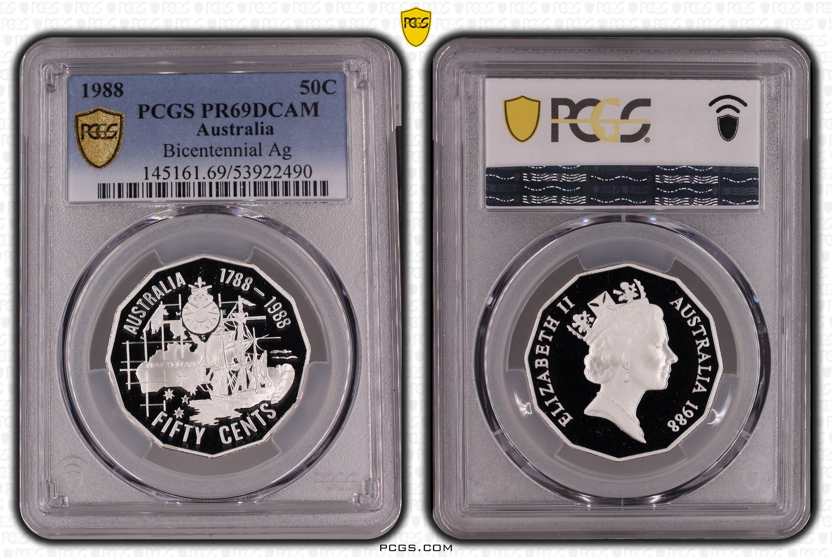 Bicentennial Silver, Fifty Cent, 1988, PCGS PR69DCAM