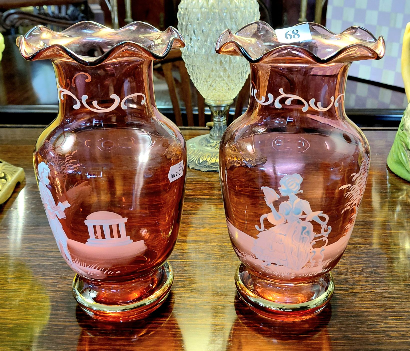 68 · PAIR MARY GREGORY VASES