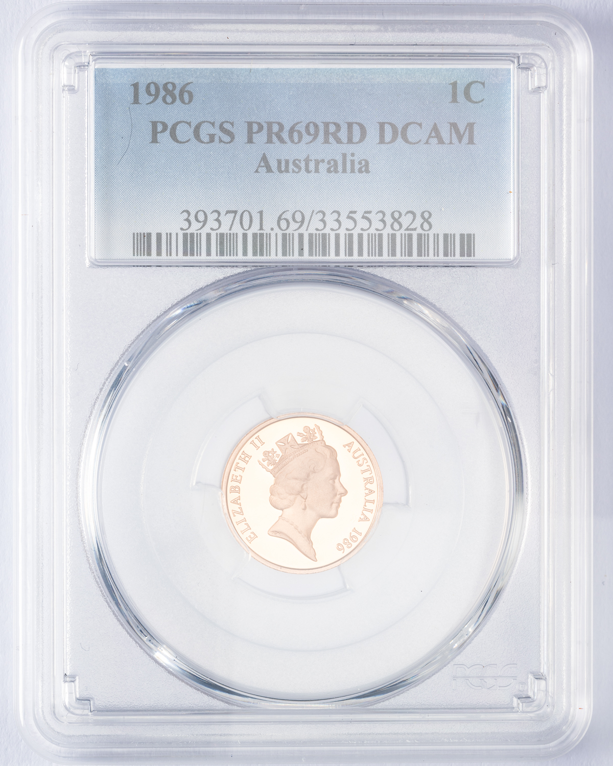 Elizabeth II, One Cent, 1986, PCGS PR69DCAM