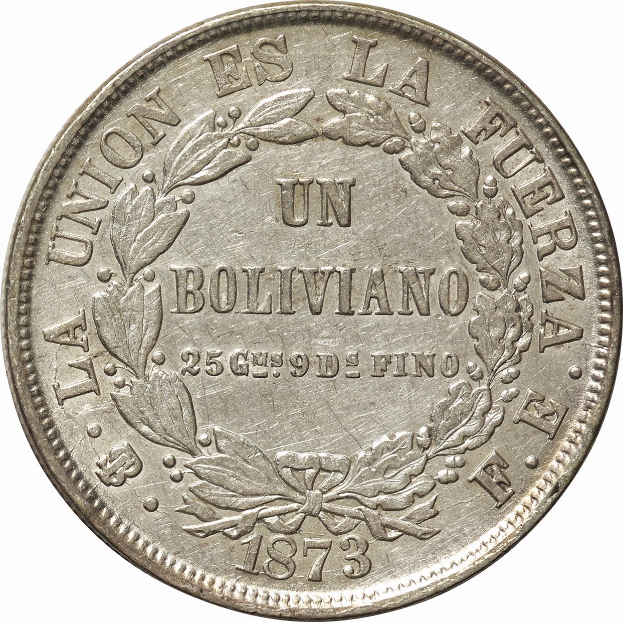 NGC MS61』ボリビア1ボリビアーノ銀貨（1872年） 激安直営店 