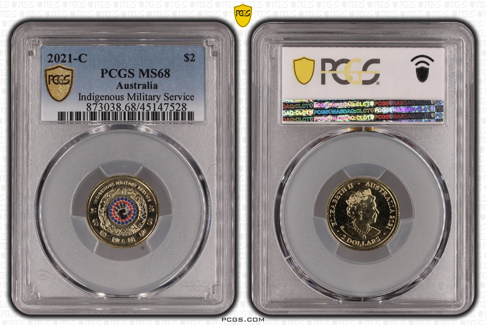 2021-C Australia Two Dollar, $2 Indigenous Military Service PCGS - MS68 -528