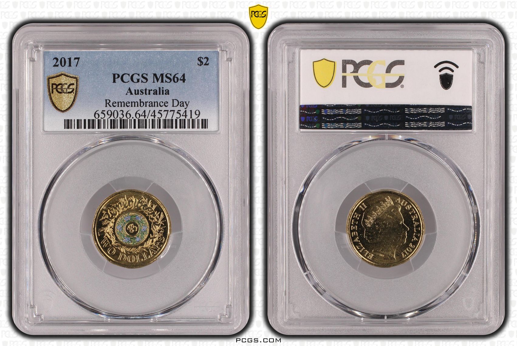 Remembrance Day, Two Dollar, 2017, PCGS MS64