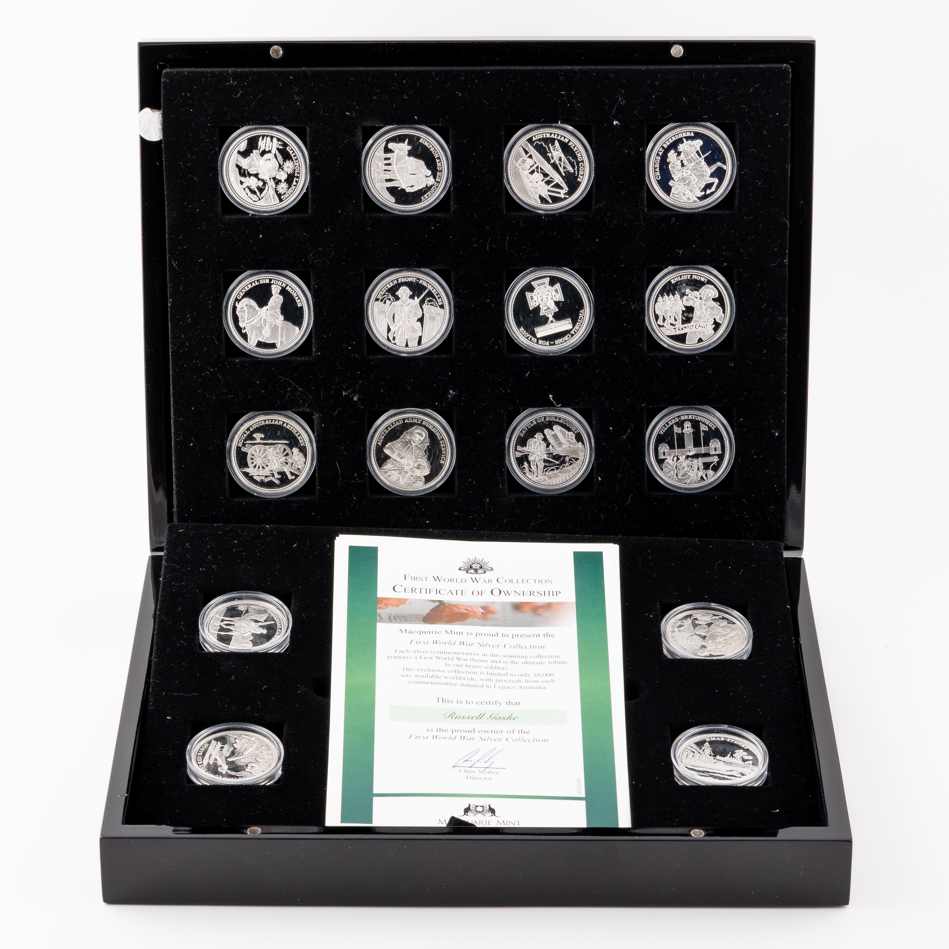 Macquarie Mint - First World War Collection Silver Medallions, CHU - FDC