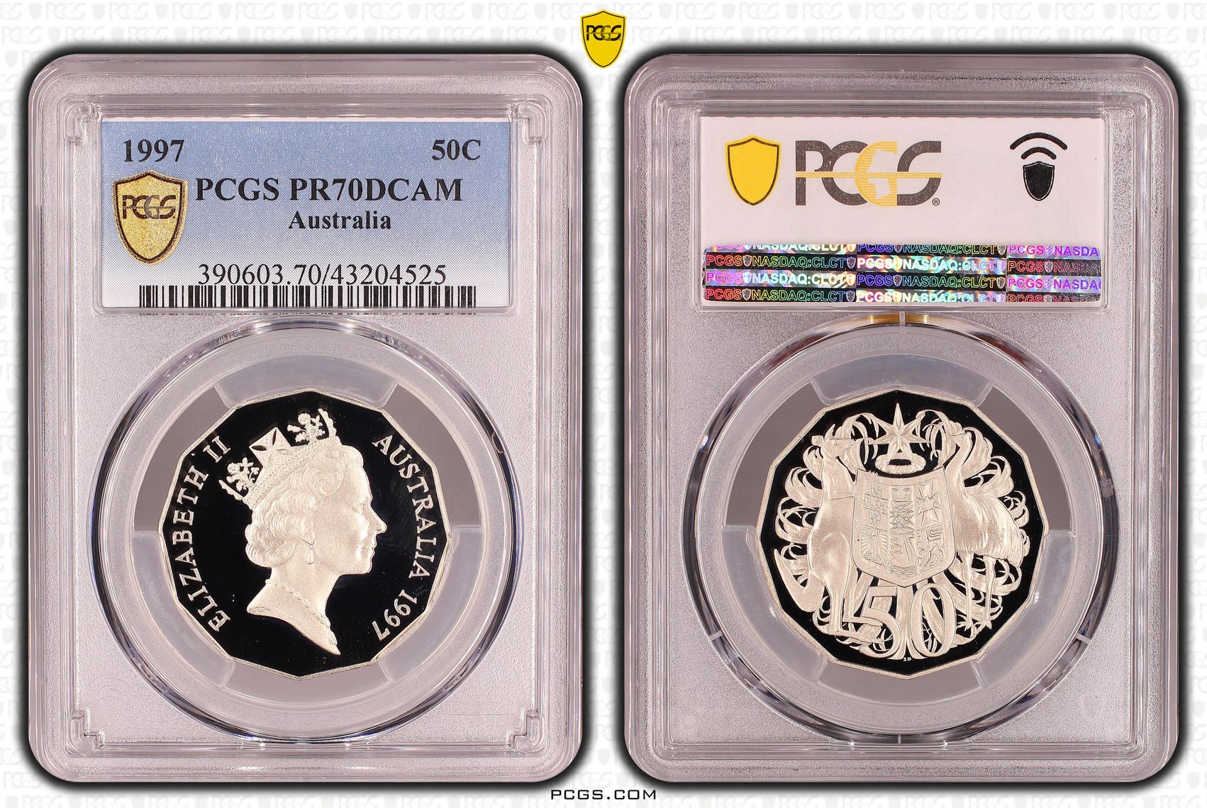 1997 Australia Fifty Cent, 50c PCGS - PR70DCAM POP 8/0 -525