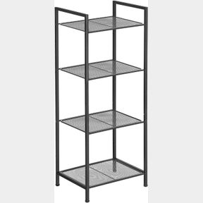 SONGMICS 4-TIER STORAGE RACK, BATHROOM SHELF, INDUSTRIAL STYLE EXTENDABLE PLANT STAND WITH ADJUSTABLE SHELF, FOR BATHROOM, LIVING